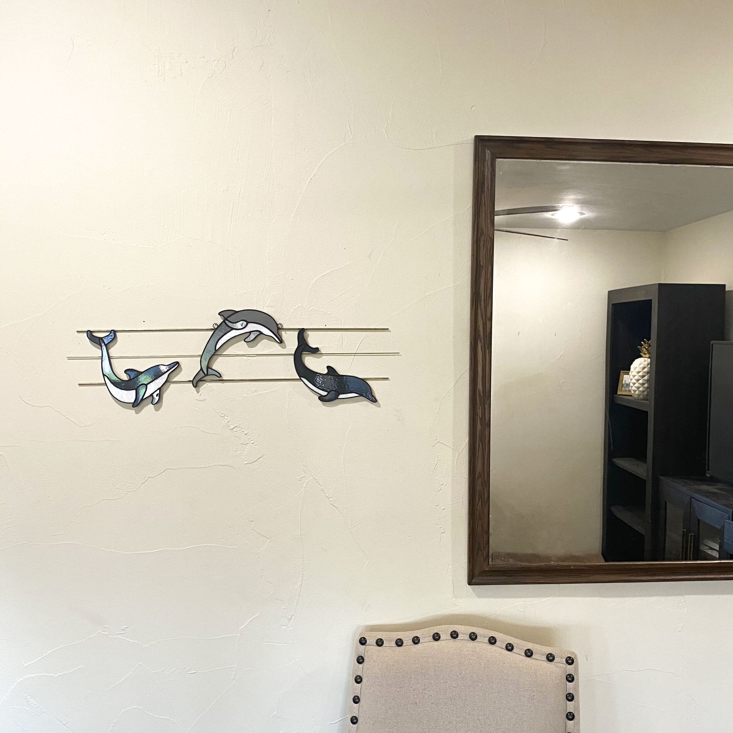 Shop handmade stained glass leaping dolphin wall hanging by Glasswork Pixie