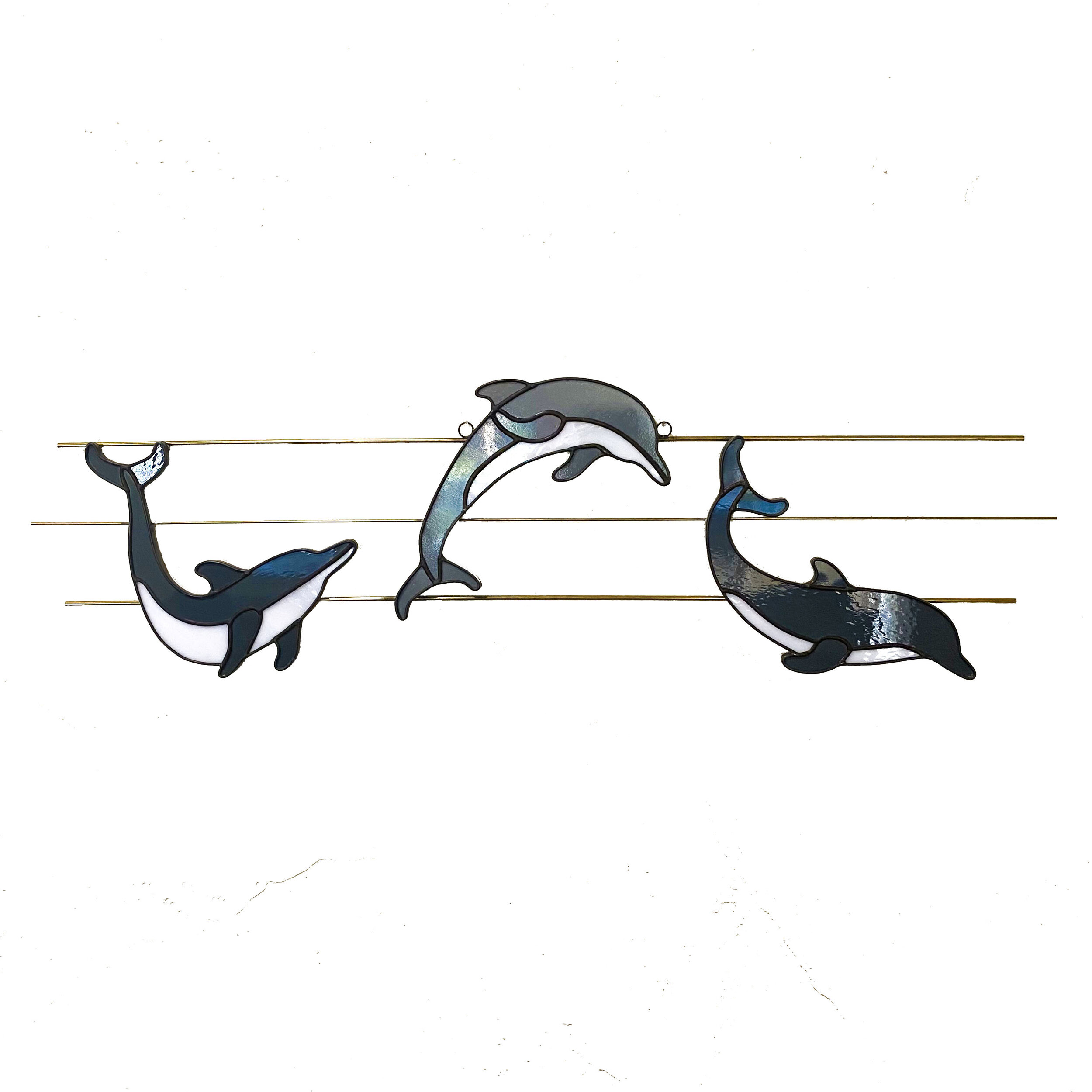 Shop handmade stained glass leaping dolphin wall hanging by Glasswork Pixie