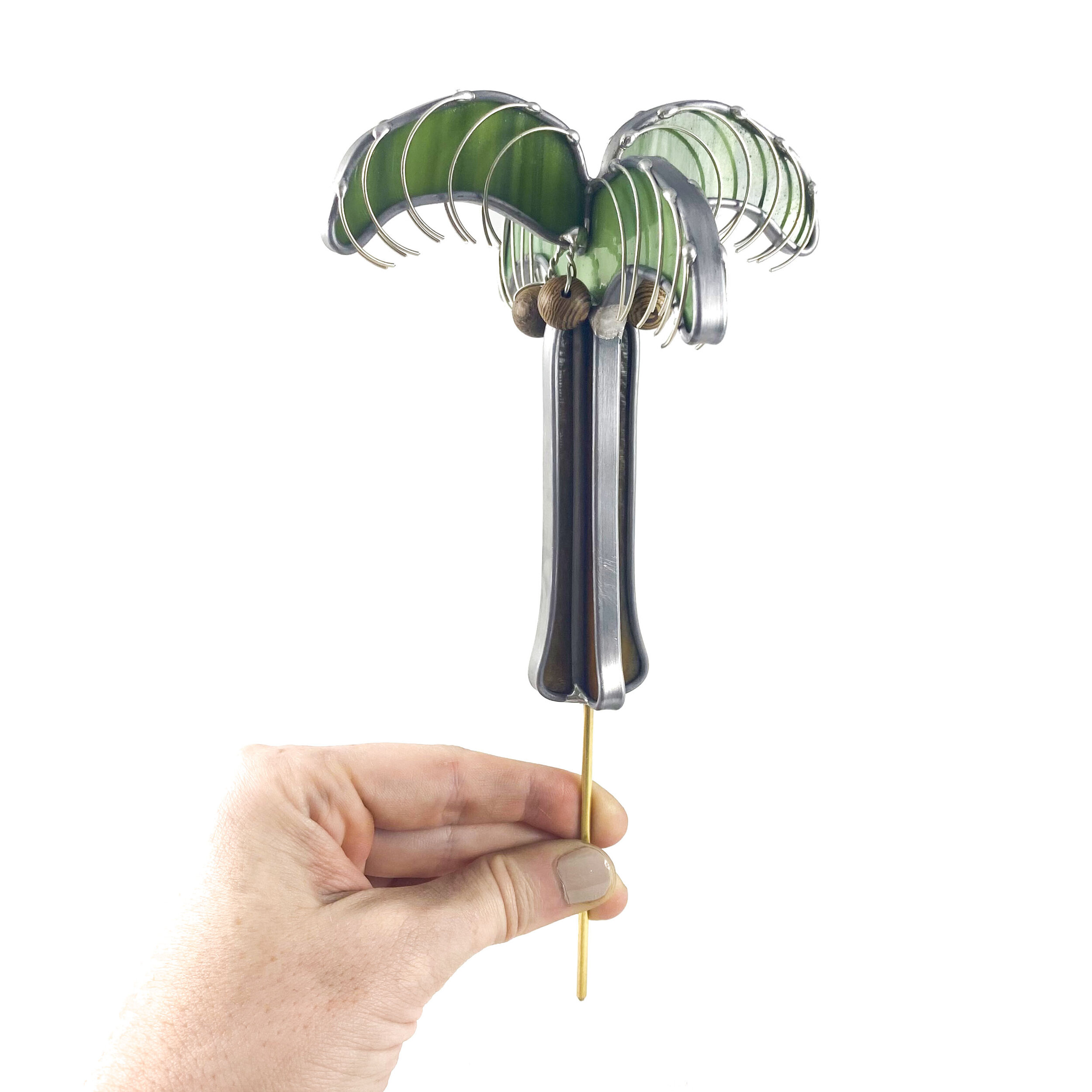 Shop handmade stained glass palm tree planter stake by Glasswork Pixie