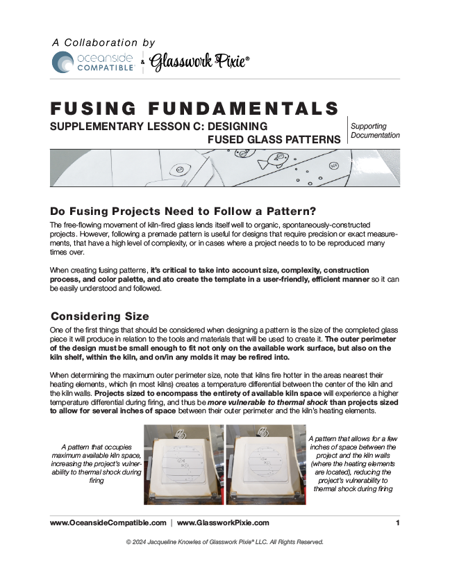 Supporting documentation file for Supplementary Lesson C of Glasswork Pixie's Fusing Fundamentals instructional course