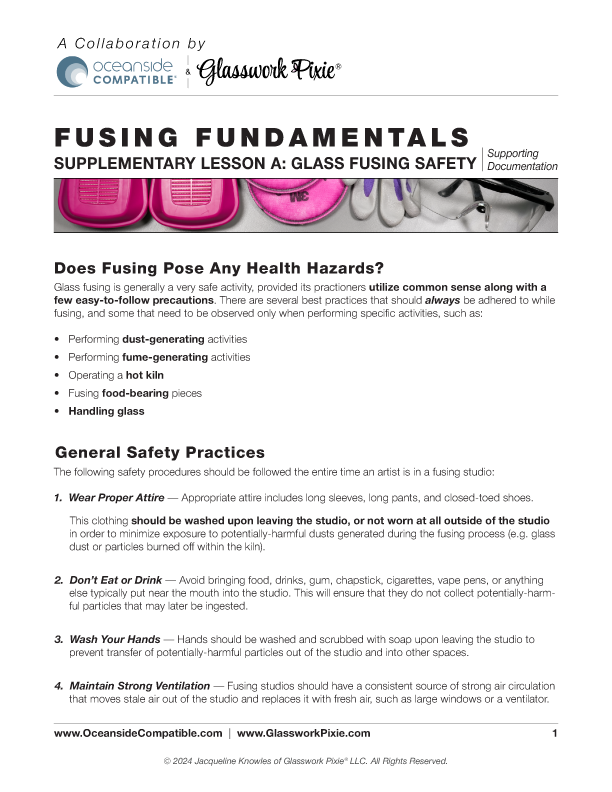 Supporting documentation file for Supplementary Lesson A of Glasswork Pixie's Fusing Fundamentals instructional course
