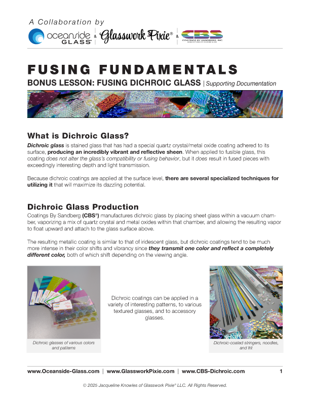 Supporting documentation file for the Bonus Lesson of Glasswork Pixie's Fusing Fundamentals instructional course