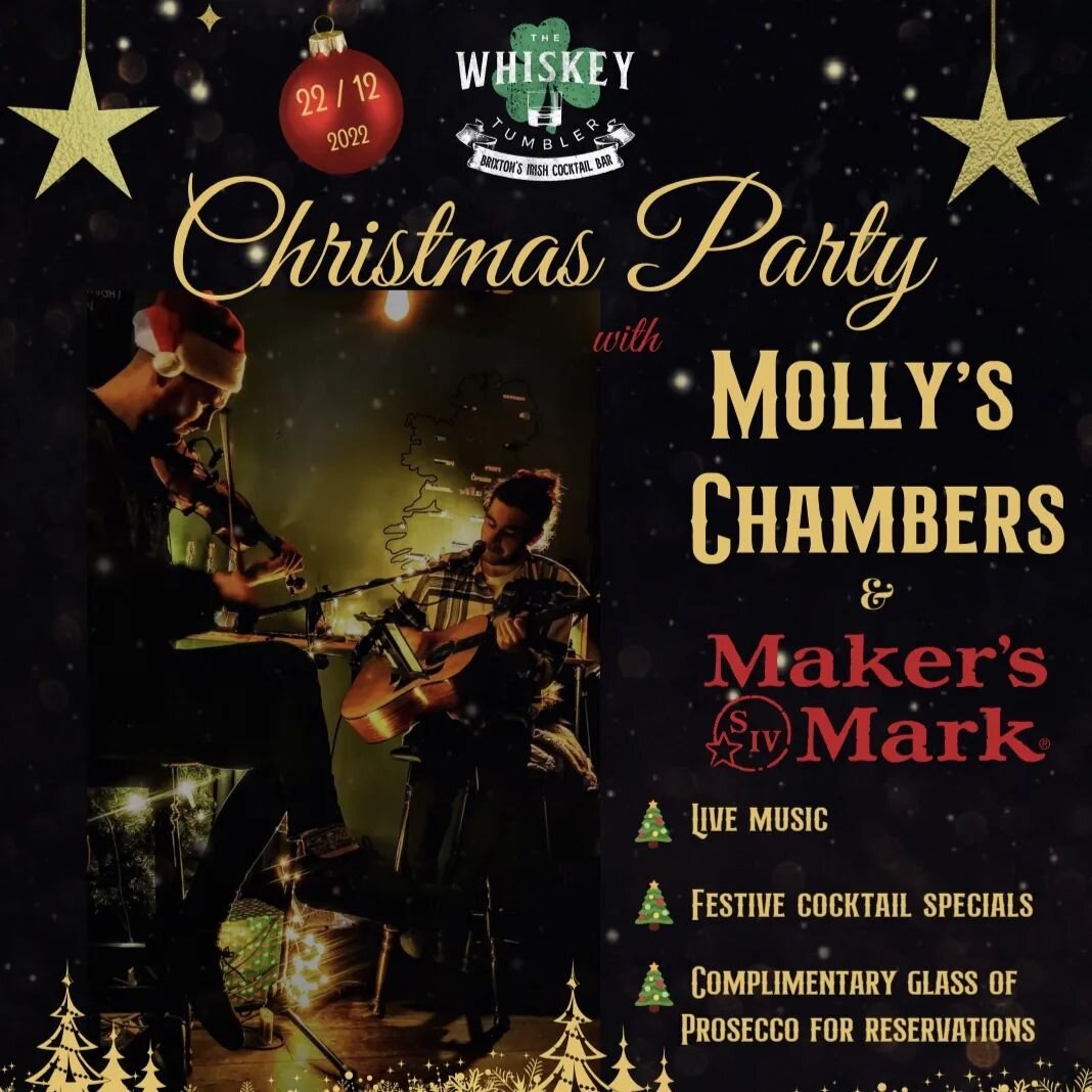 If you haven't heard yet, we are having our Christmas party next Thursday led by the talented &amp; handsome duo @mollyschambersldn providing a festive night of entertainment! 

There will be a special @makersmark menu available for the evening and a