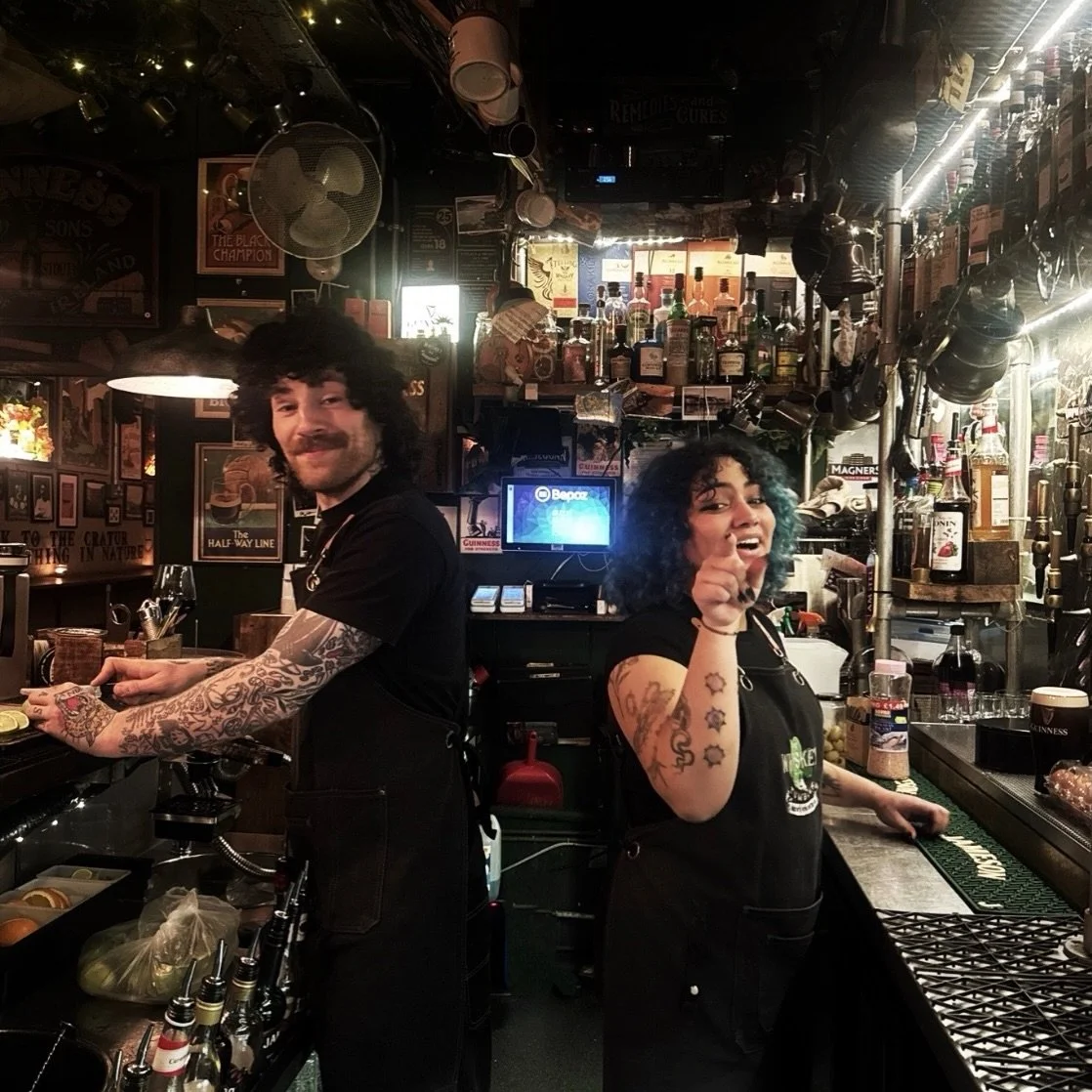 The faces of two people about to tell you that &lsquo;just one more&rsquo; is a great idea. 

The dream team behind the bar for tonight so come say hello, your Friday night is in safe hands! 

Sl&aacute;inte ☘️ 

#ireland #cocktails #guinness #london