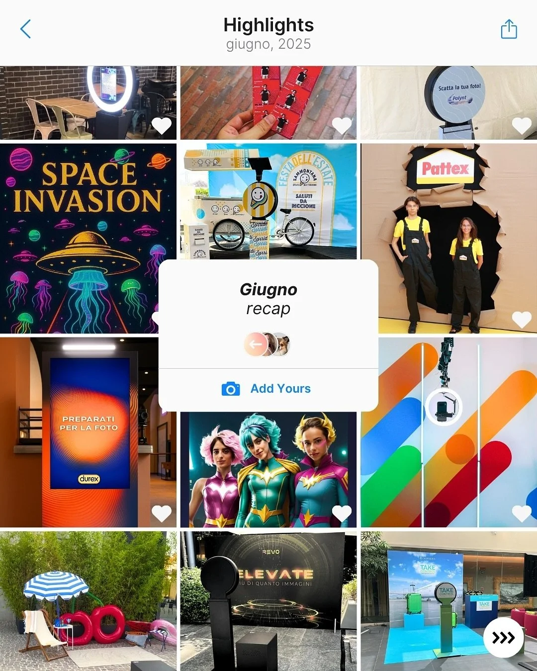 Giugno &egrave; volato tra attivazioni, allestimenti e centinaia di contenuti speciali! ✨

Durex, Google, Sammontana&hellip; solo alcuni dei brand con cui abbiamo collaborato.
Ma sono solo la punta dell&rsquo;iceberg di un mese pienissimo, ricco di e