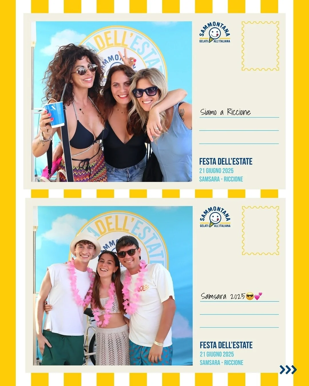 Cartoline dall&rsquo;estate&hellip; firmate Sammontana &amp; Say Cheese! ☀️🍦

A Riccione abbiamo installato un photo booth che permetteva di scattare una foto e aggiungere un messaggio personalizzato in stile cartolina estiva 📸

Un&rsquo;esperienza