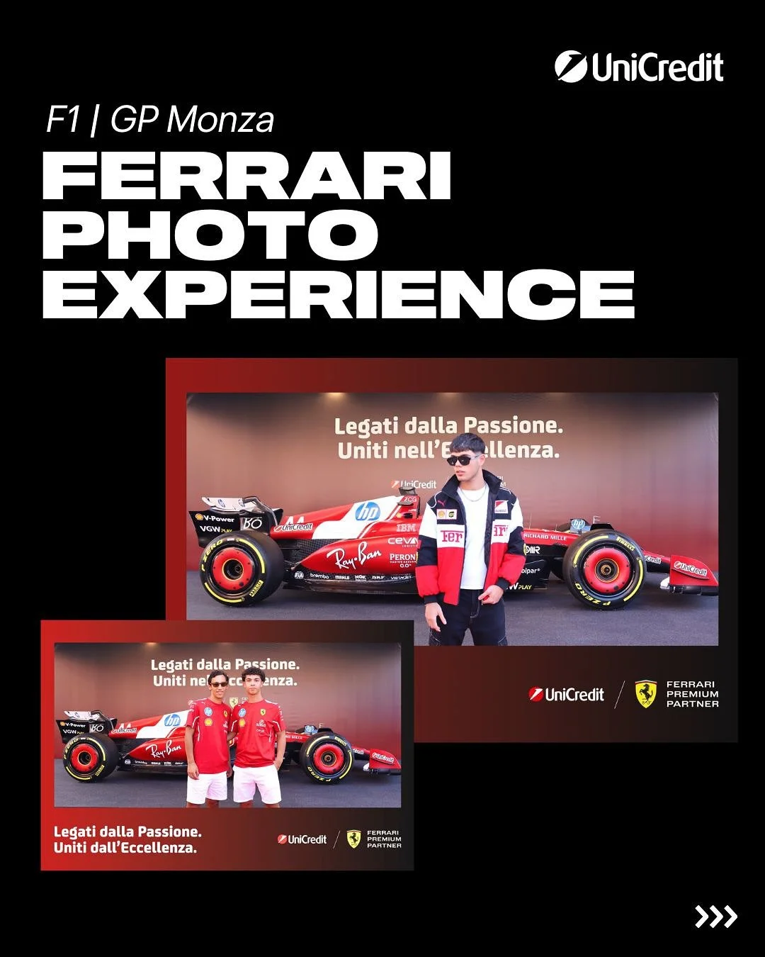 Scattarsi e portare a casa una foto con una vera Ferrari di Lewis Hamilton? 
A Monza &egrave; stato possibile! 

In occasione del Gran Premio di Formula 1, insieme a UniCredit, abbiamo portato un&rsquo;esperienza unica in centro citt&agrave;: i tifos