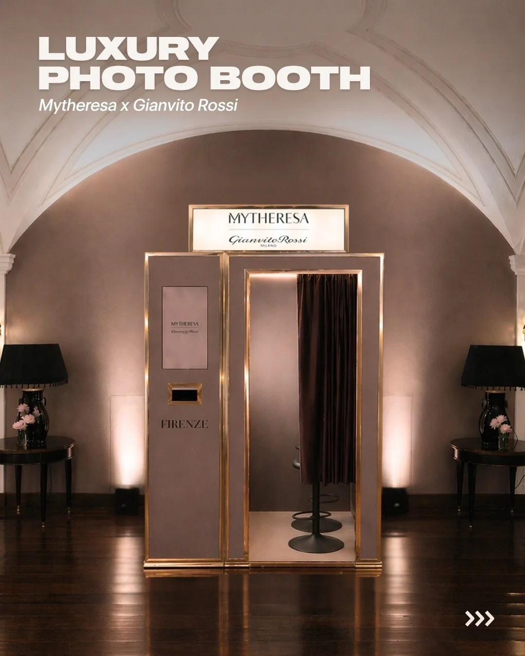 Mytheresa x Gianvito Rossi ✨

Per una cena di gala esclusiva abbiamo realizzato un Luxury Photo Booth su misura, tra colori Pantone e dettagli gold, perfettamente integrato con l&rsquo;estetica dell&rsquo;evento.
Un&rsquo;esperienza pensata per ospit