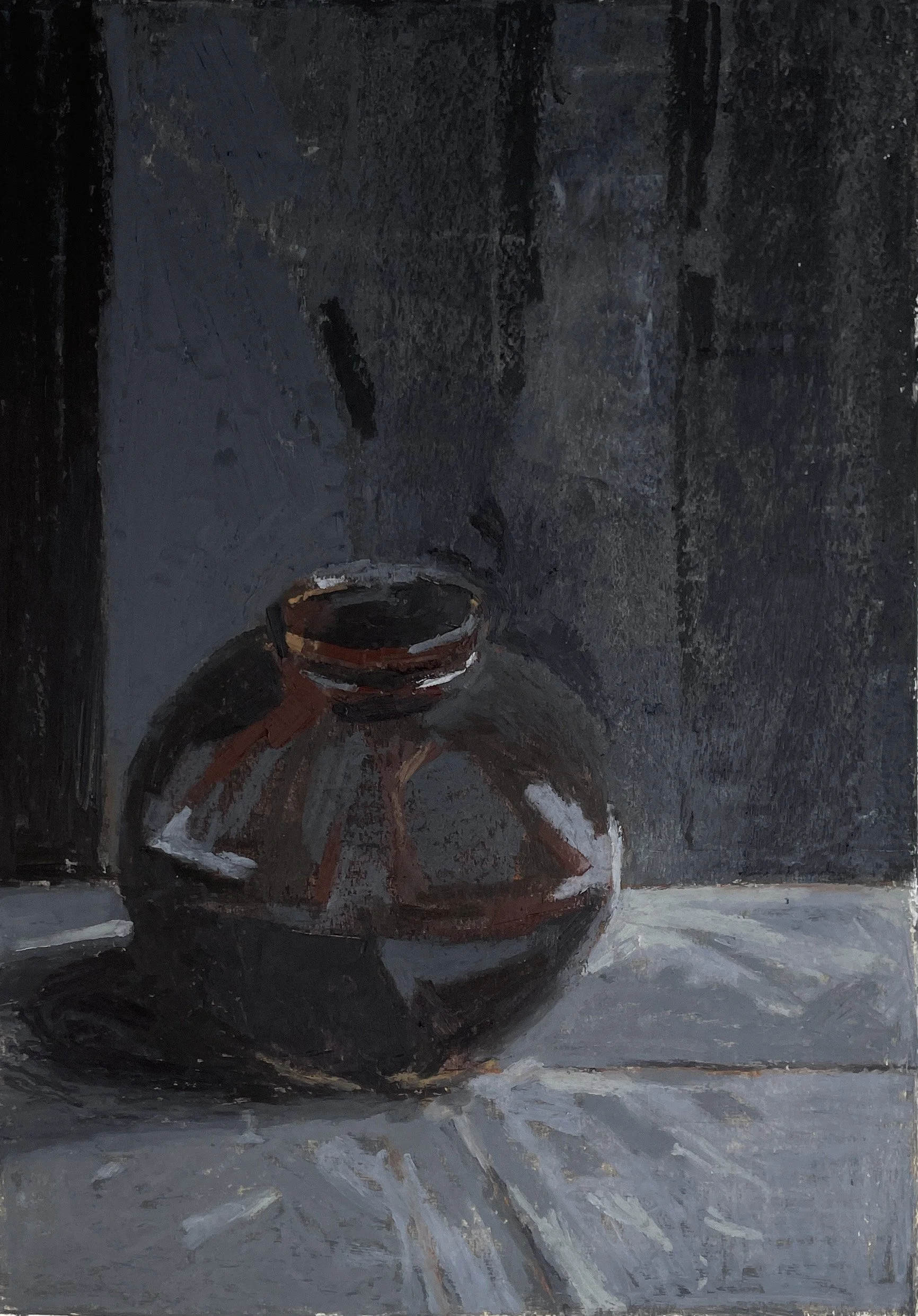 Glazed Brown Pot on Black