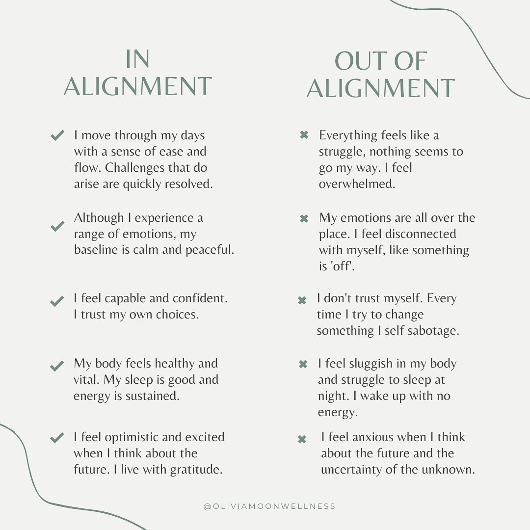 Just to be clear, alignment is not a destination, it is a practice. It is not about being &lsquo;perfect&rsquo; all the time, it is about increasing our &lsquo;turn-around-time&rsquo; between feeling completely off track and back to our middle space.