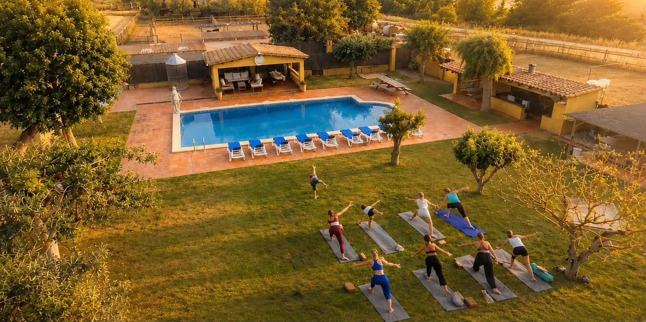 Peaceful gardens and Mediterranean surroundings at Nydum, the residential venue for the 500 Hour Yoga Teacher Training in Costa Brava, Spain.