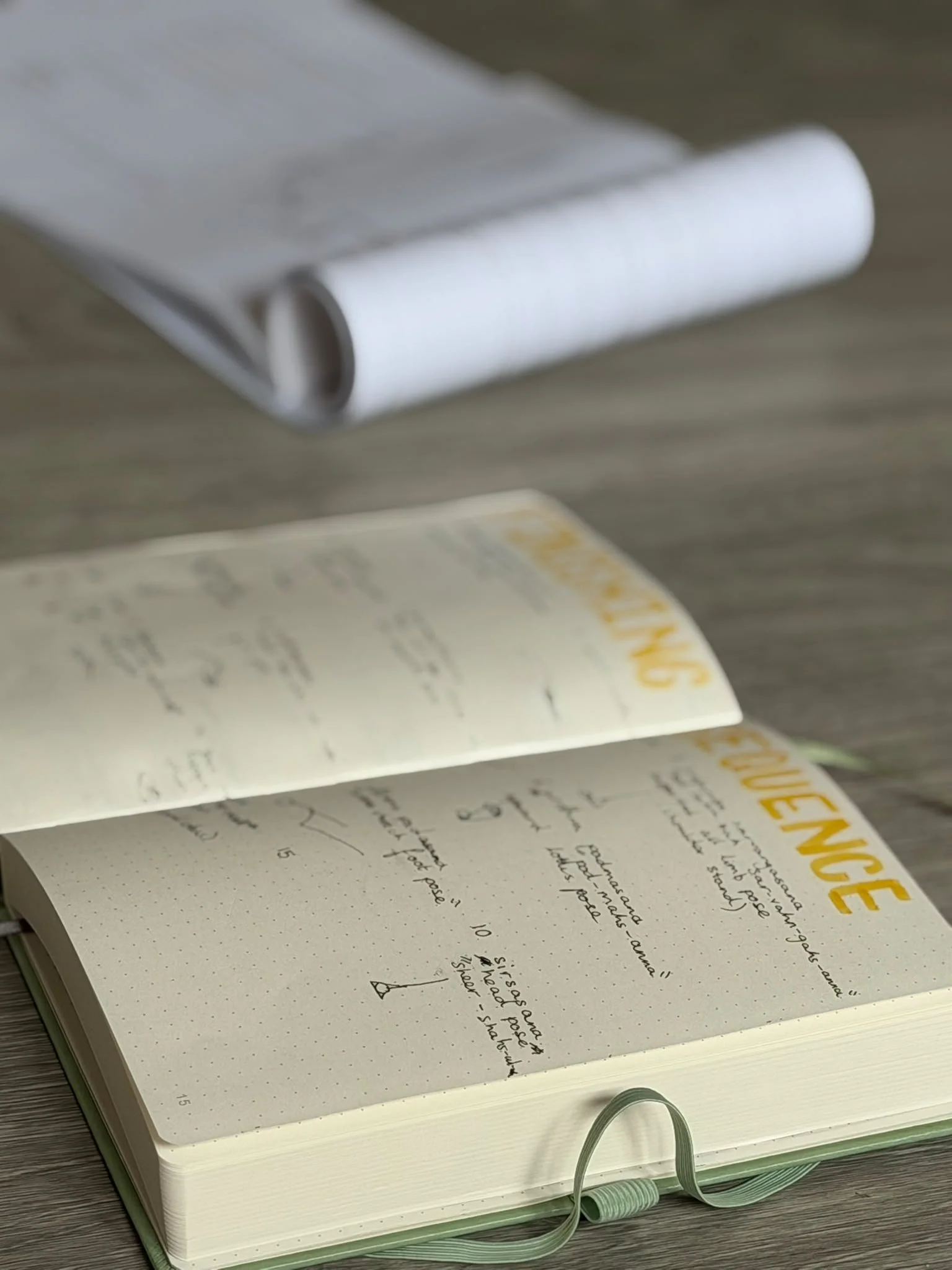 500 Hour Yoga Teacher Training course manual with anatomy and sequencing notes, part of the Yoga Alliance Certified residential yoga teacher training at Nydum in Costa Brava, Spain.