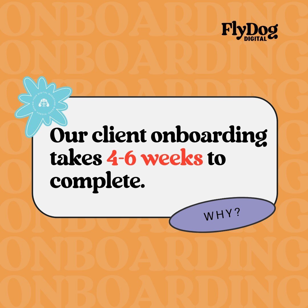 Is our onboarding long or is our strategy just waaay more in depth than other agencies? 🤔

We're pretty sure it's the latter but obviously we're a little biased 🤷🏼&zwj;♀️

Our process for onboarding a client takes 4-6 weeks. 
We do a lot of the wo