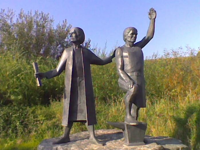 Commemorative statue in St Keverne, Cornwall.  ( Picture Source )