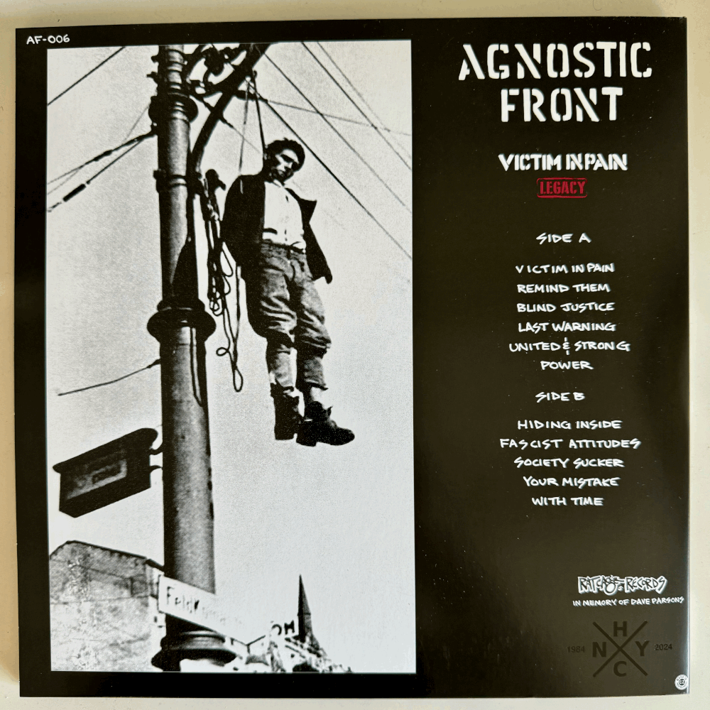 AGNOSTIC FRONT - Victim In Pain Legacy LP — NYHC Designs