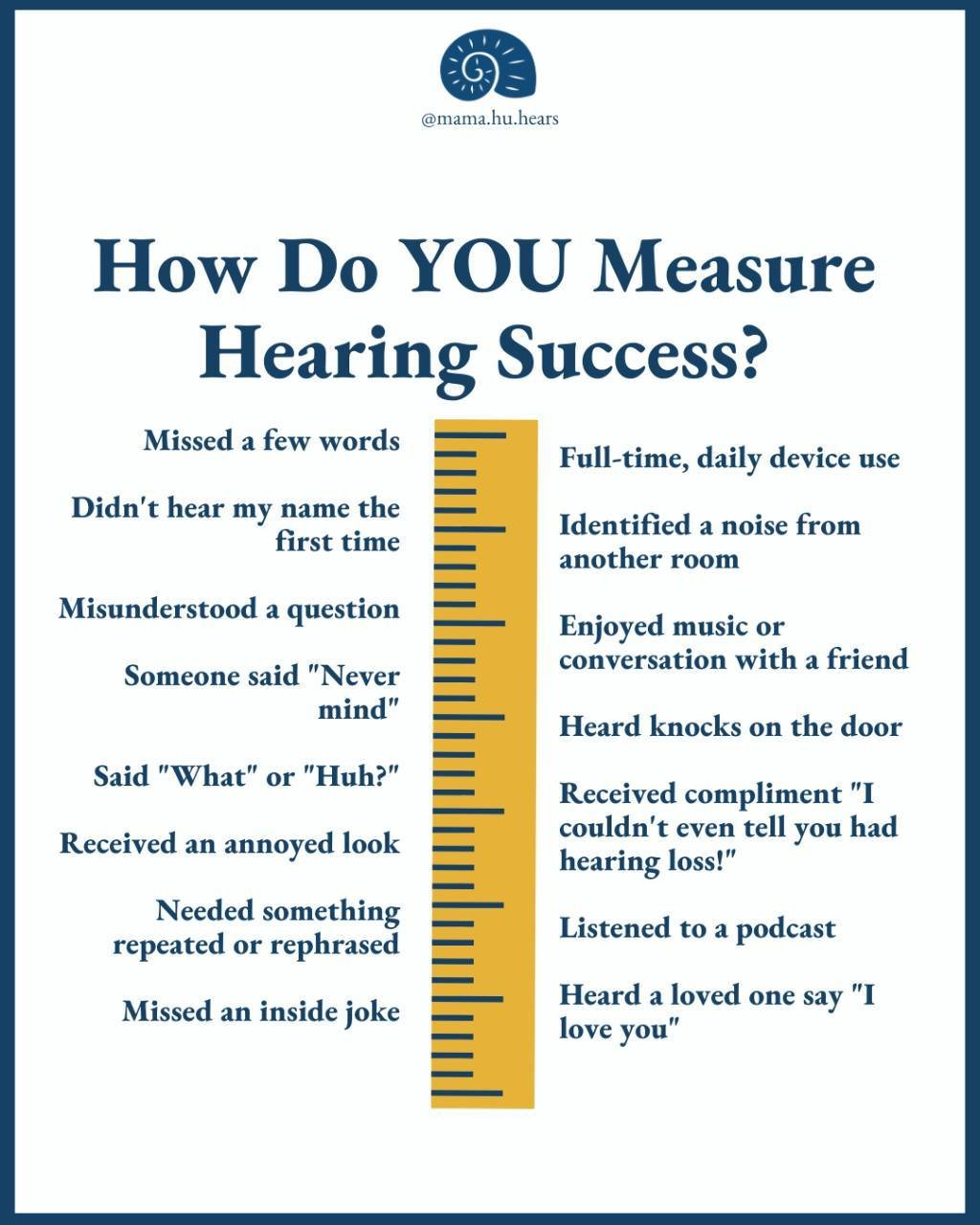 Being hard of hearing in a hearing world can sometimes be such a gray area. How do you measure hearing success for you or your child? 📏

👂 Is it by how many times your child throws their hearing aid?
👂 Or by how many words you miss in a conversati