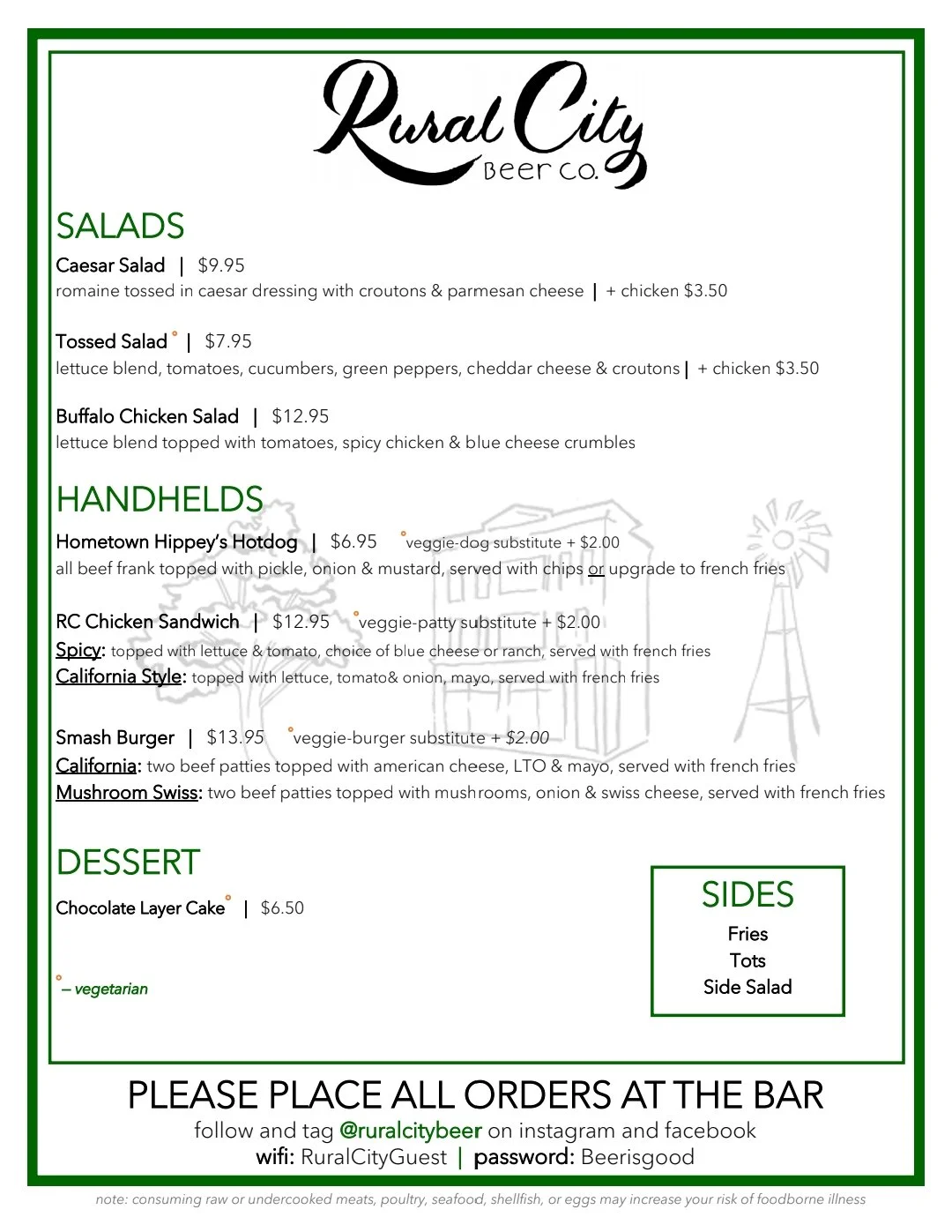 Menu — Rural City Beer Co.