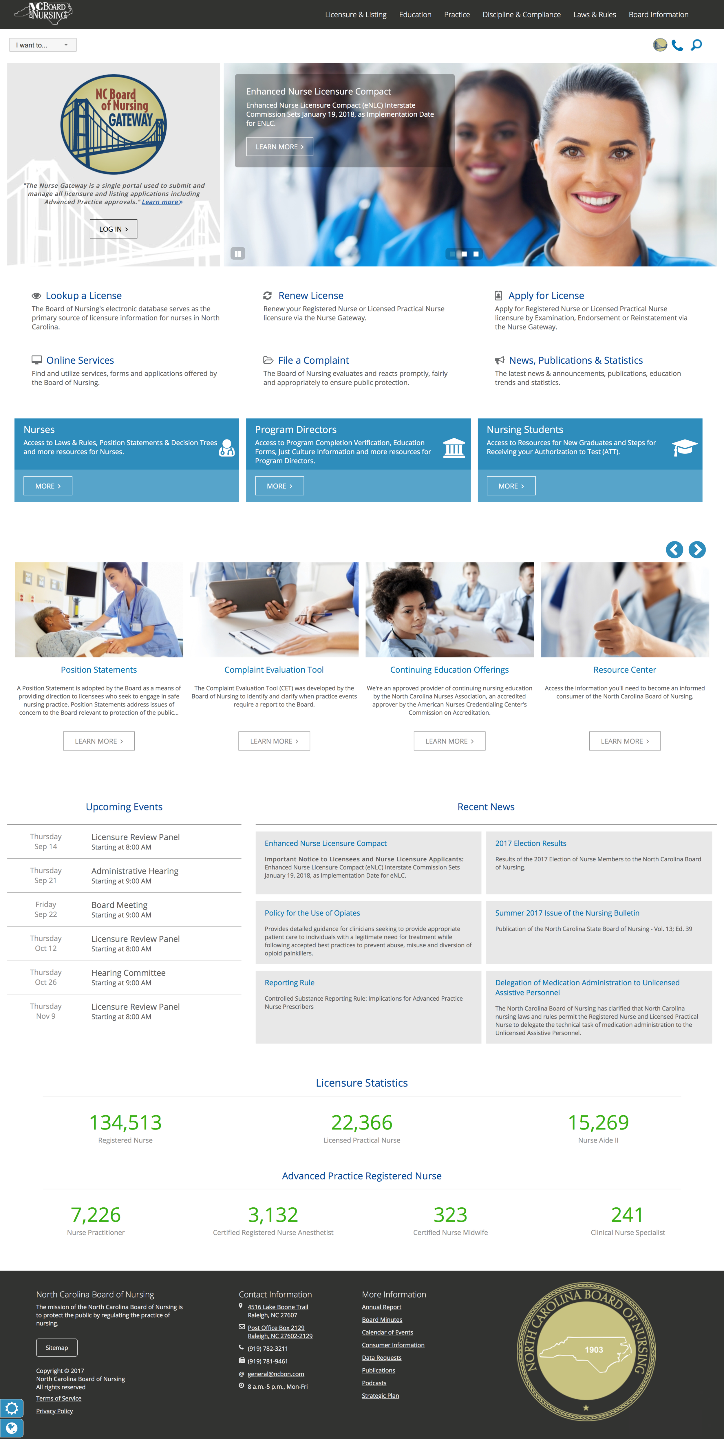 Screenshot of new NCBON home webpage