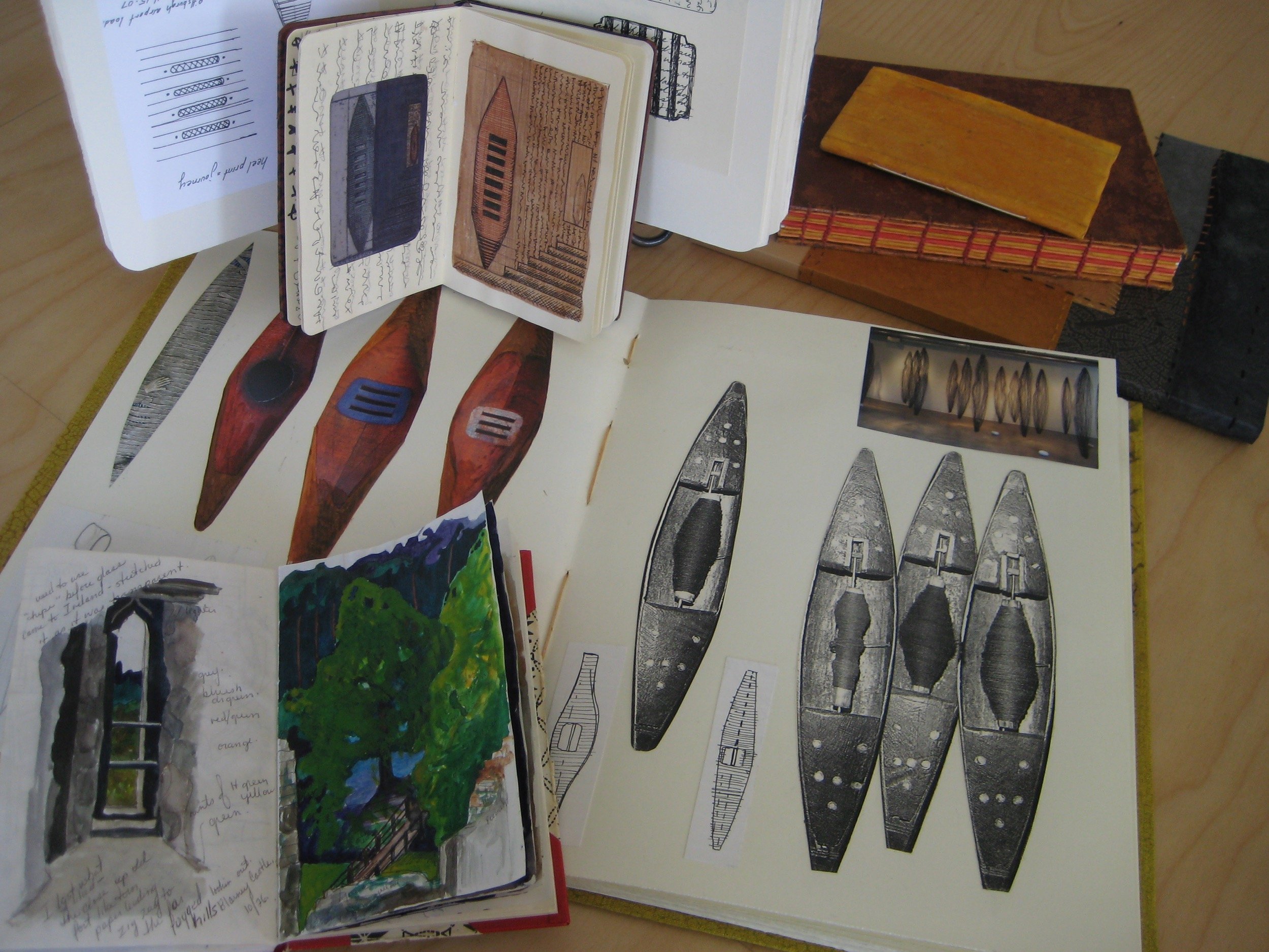 Collection of journals spanning many years,