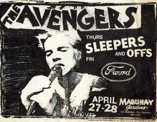 Avengers gig flyer, 1978
