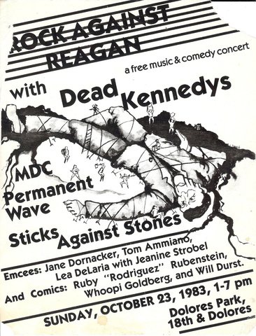 Poster for Rock Against Regan, Dolores Park, Oct. 23, 1983