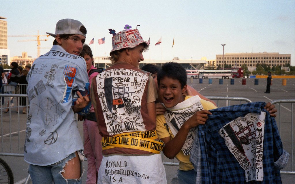 Young punks waiting outside the "Protest Pit."