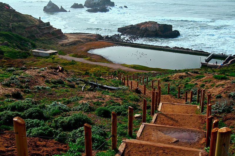 Stairs leading from the Overlook to the Sutro Baths.