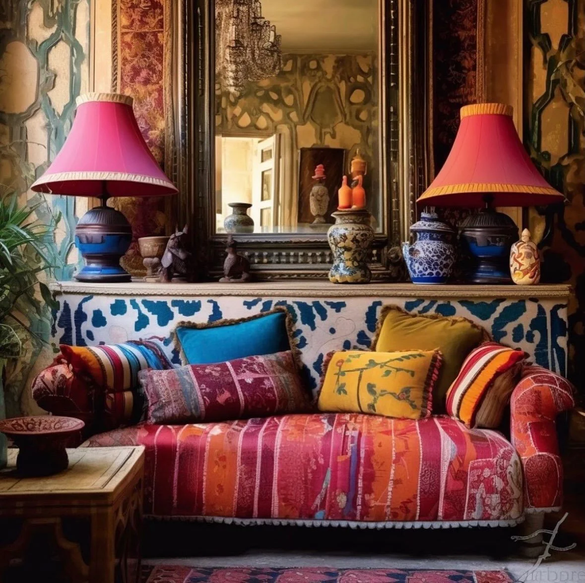 Need a bit of colour on the grid to celebrate making it to the end of the first week of proper school 📚

I love a non-matchy interior and this stunning room by @aude.jolijour is the perfect example. So many colours and patterns that shouldn&rsquo;t 