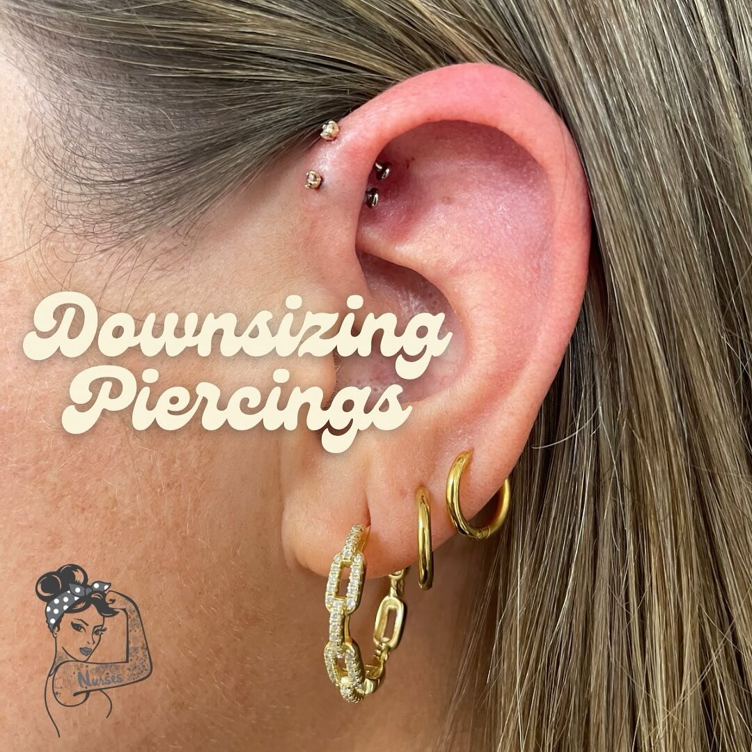 We are using this beautiful Double Forward Helix piercing done by Christine to talk about downsizing with a Post Change Appointment! 

Click on the link in our bio to schedule your Post Change Appointment today!

#piercing #doubleforwardhelix #helix 