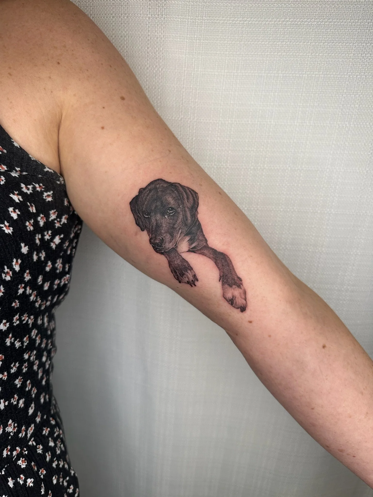 A realistic tattoo of a dog