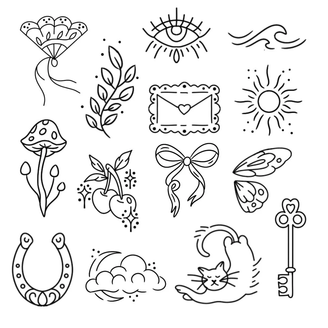 Flash designs available for booking, done by Brooke