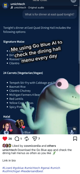 Use Go Blue AI to check the dining hall menus