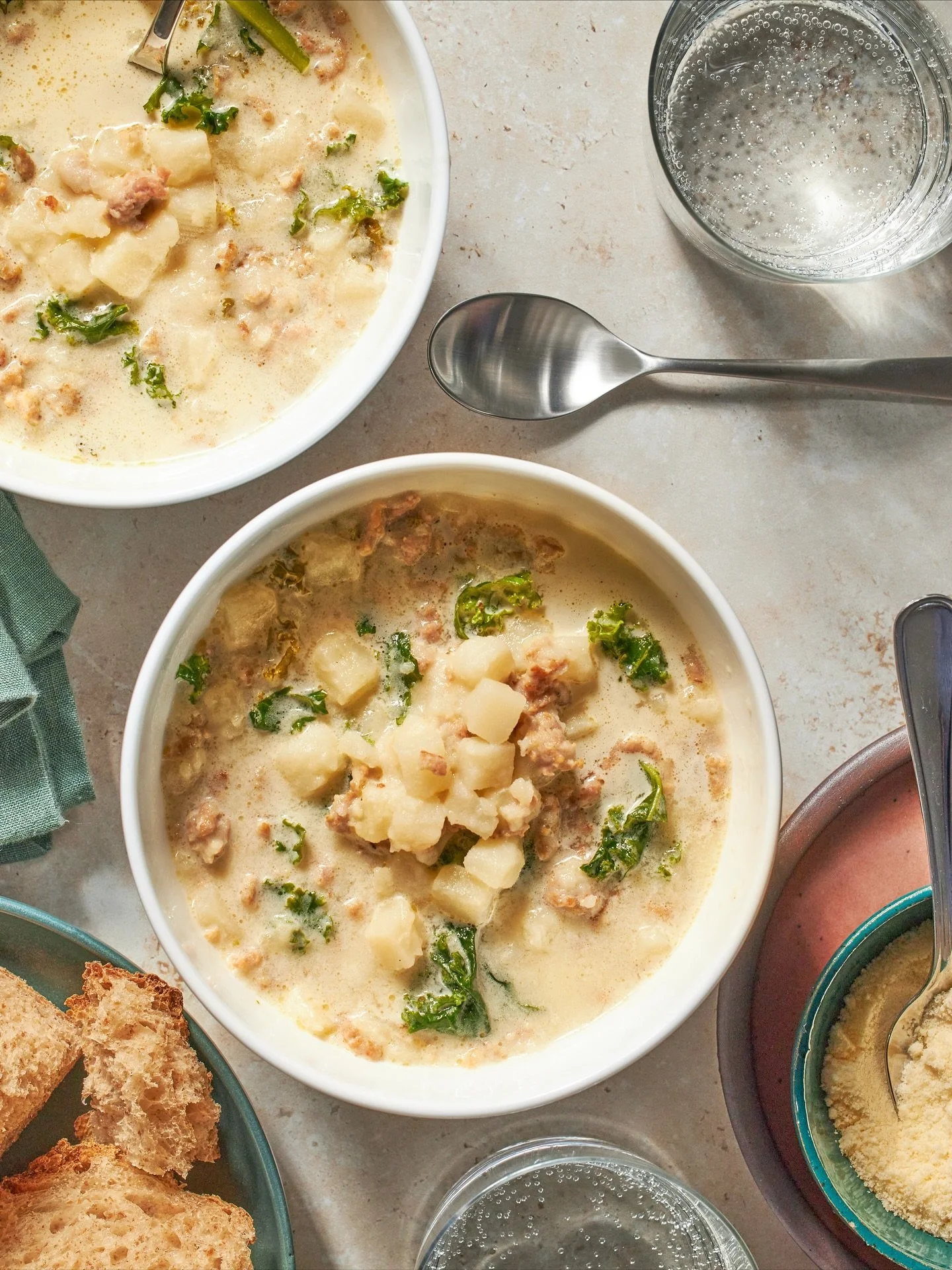 The coziest crockpot soup has only 5 ingredients and will keep you warm in this cold weather. Search sausage soup on the Simply Recipes website to make it yourself!