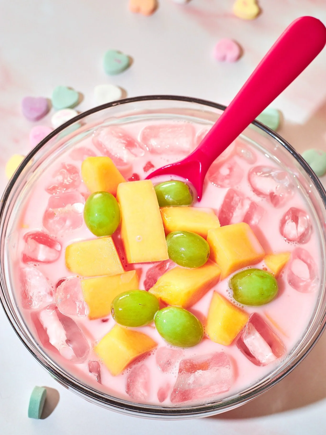 Valentine&rsquo;s brunch recipes you can find on the blog: vegetarian pigs in a blanket, hwachae inspired fruit bowls, and strawberry iced lattes. And what better way to celebrate that a game of Rumikub and delicious snacks! #easyrecipe 
.
Hwachae re