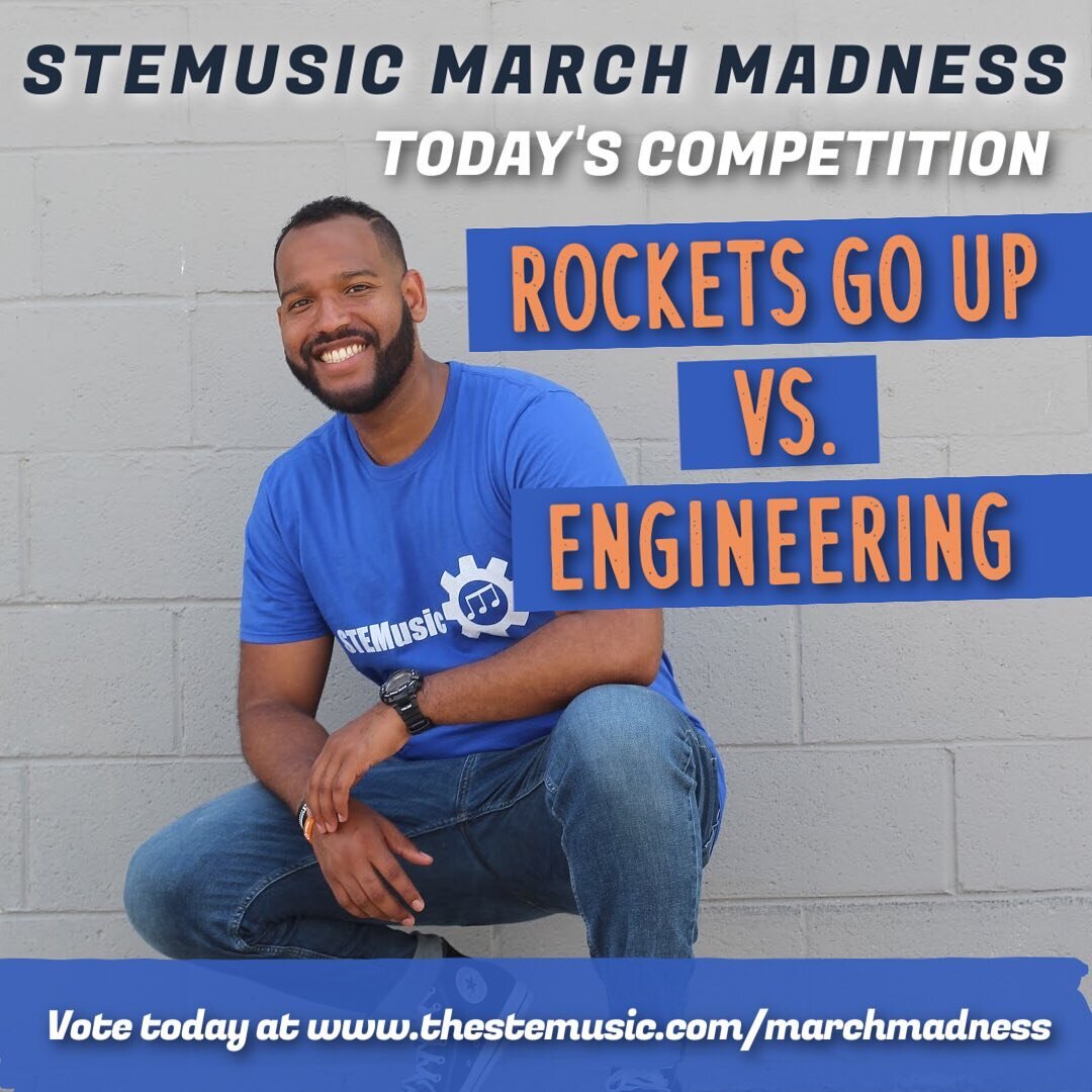 Day 2 of STEMusic March Madness! 

Today&rsquo;s competition is between &ldquo;Rockets Go Up&rdquo; and &ldquo;Engineering&rdquo;

Listen and vote at the link in Bio!

#marchmadness #bracketology #bracket #thedance #basketball #music #STEM #STEAM #ST