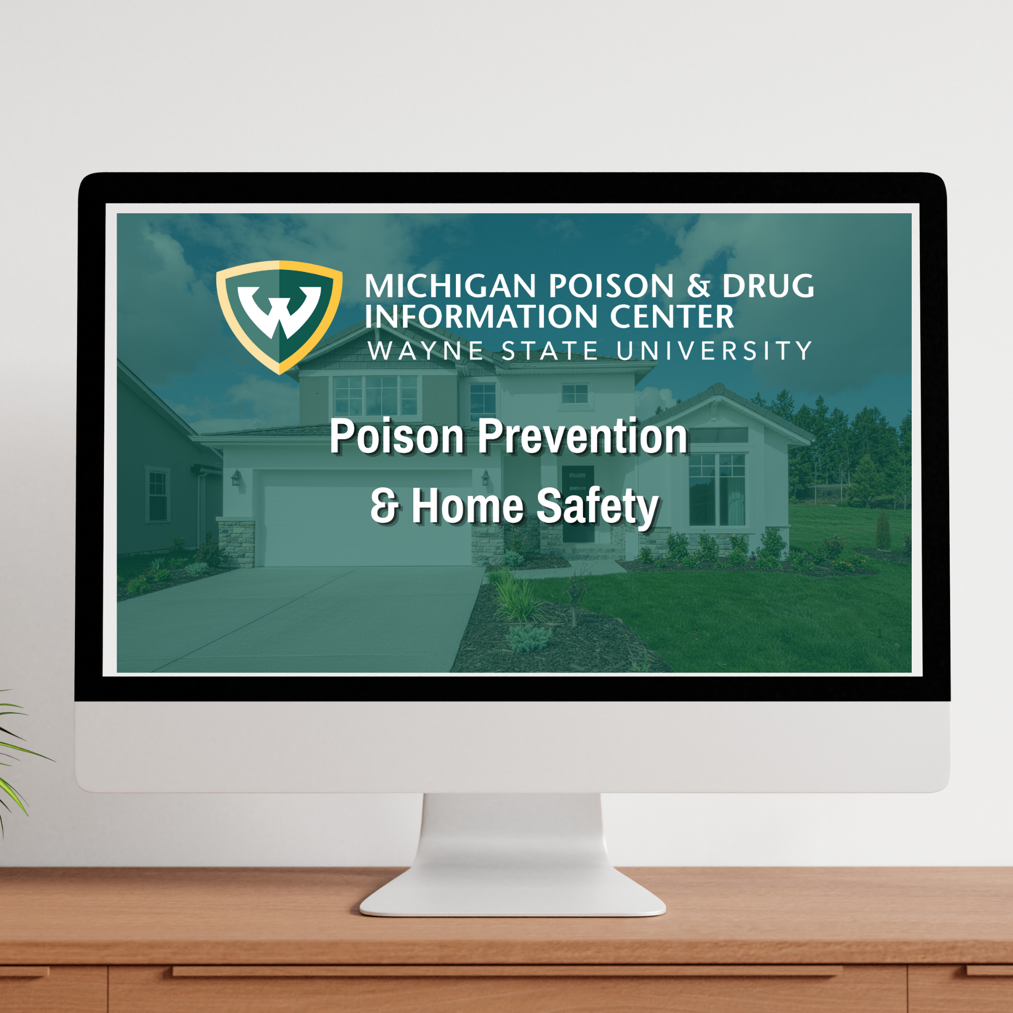 Computer monitor showing title page to educational video.