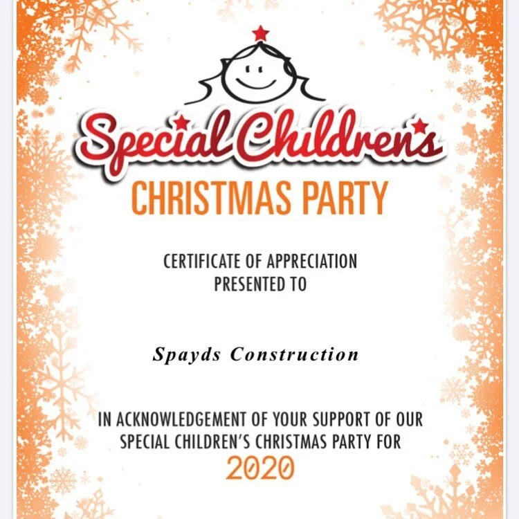 Spayds Construction is super proud to be one of the many sponsors helping out with this years @specialchildrenschristmasparty. We look forward to attending 😁 #wellington#builder