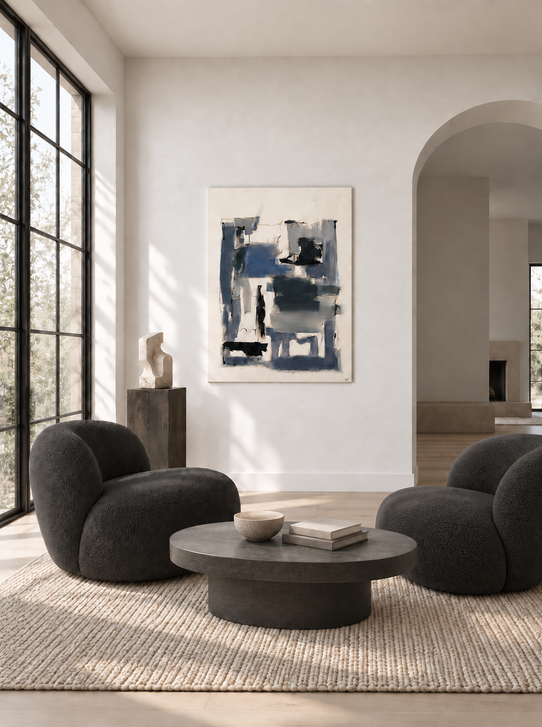 Matching Black Sculptural Lounge Chairs.png