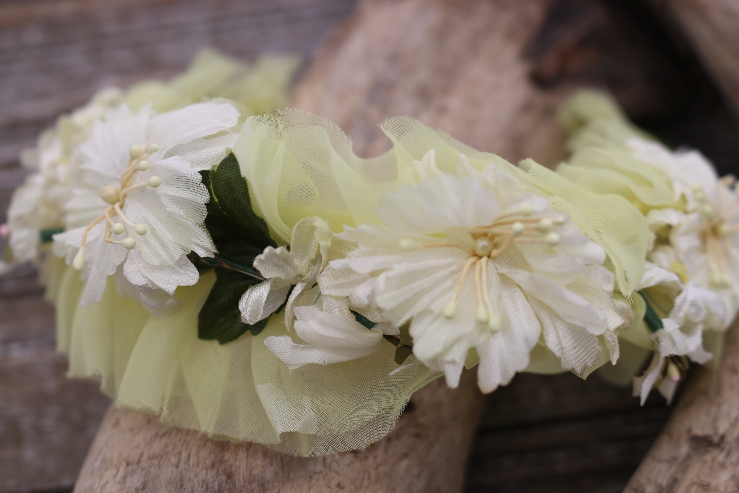 silk flowered head band from the 60s - for a small head or a childs 