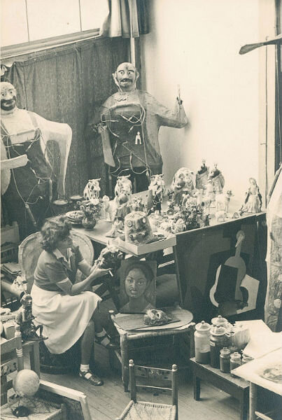 Annette in Diego Rivera's studio.