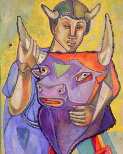 Boy Embracing Bull