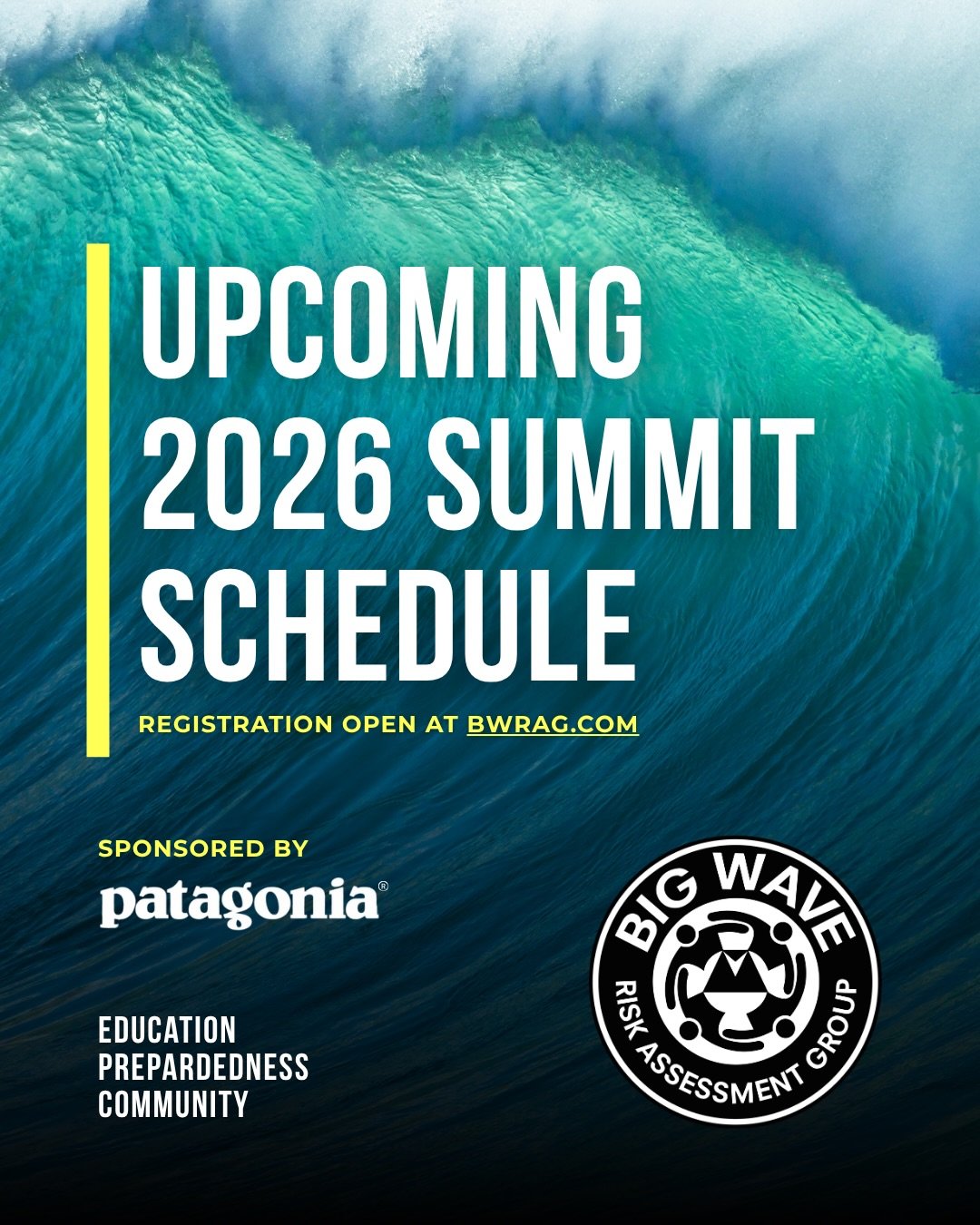 ***🚨 2026 SUMMIT REGISTRATION OPEN 🚨***

Whether you&rsquo;re preparing for a surf trip, looking to build confidence in the water, or ready to become a stronger asset in any lineup, now is the time to train with BWRAG.

Surf Responder &amp; Ocean S