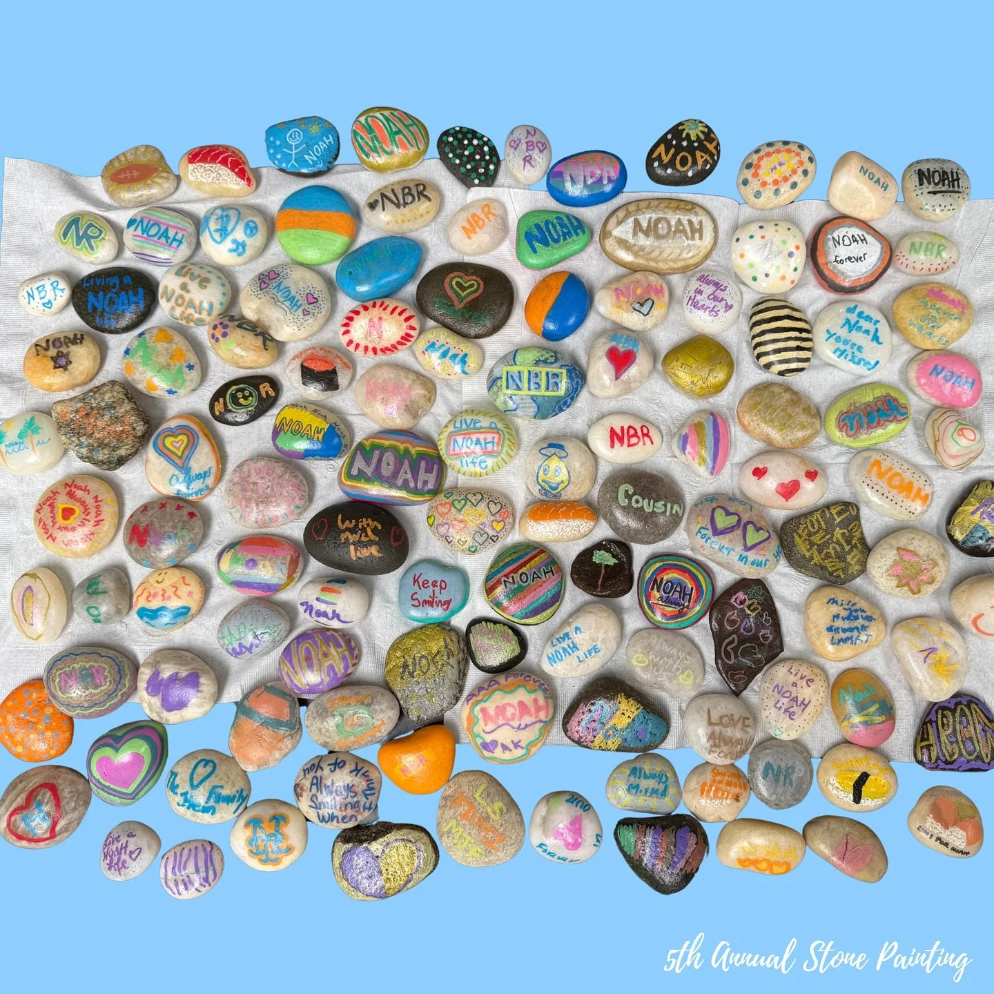 Thank you to everybody who joined us yesterday at our 5th annual stone painting. Our family&rsquo;s resilience comes from deep within, but also from all of you. Thank you for carrying Noah in your hearts. Together, we keep him close. Together, we car