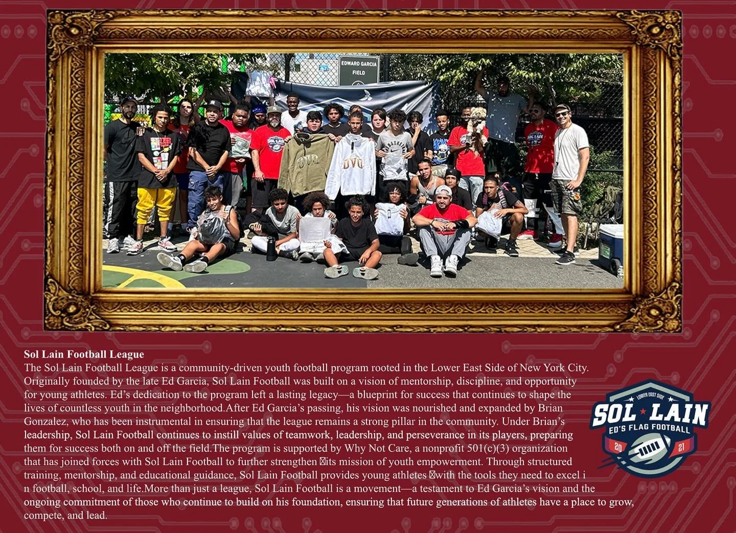 The Noah Benjamin Reisman Foundation is proud to support incredible organizations that are shaping the next generation of leaders, athletes, and creatives in NYC. 

⚽ Sol Lain Football League&nbsp;&ndash; For 23 years, this league has fostered leader