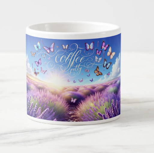 Lavender Butterfly Ceramic Mug