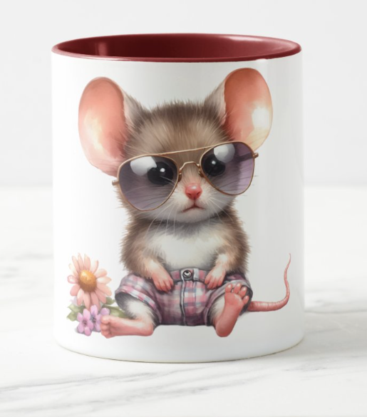 Cute Mouse in Sunglasses Ceramic Mug