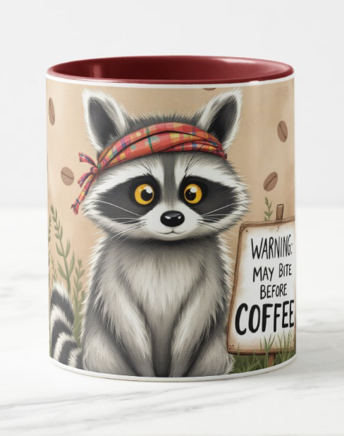 Whimsical Raccoon Coffee Mug