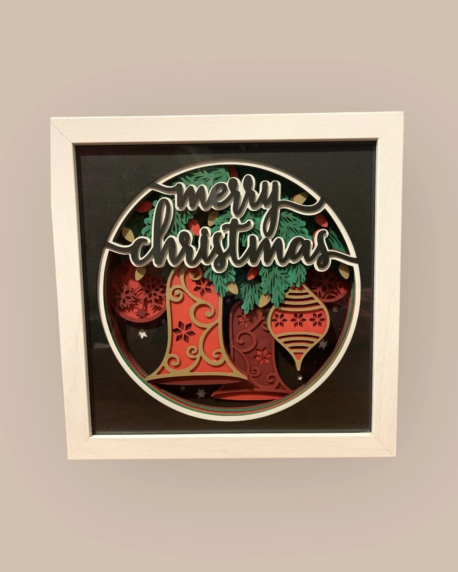 Merry Christmas 3D Shadow Box - Red Version