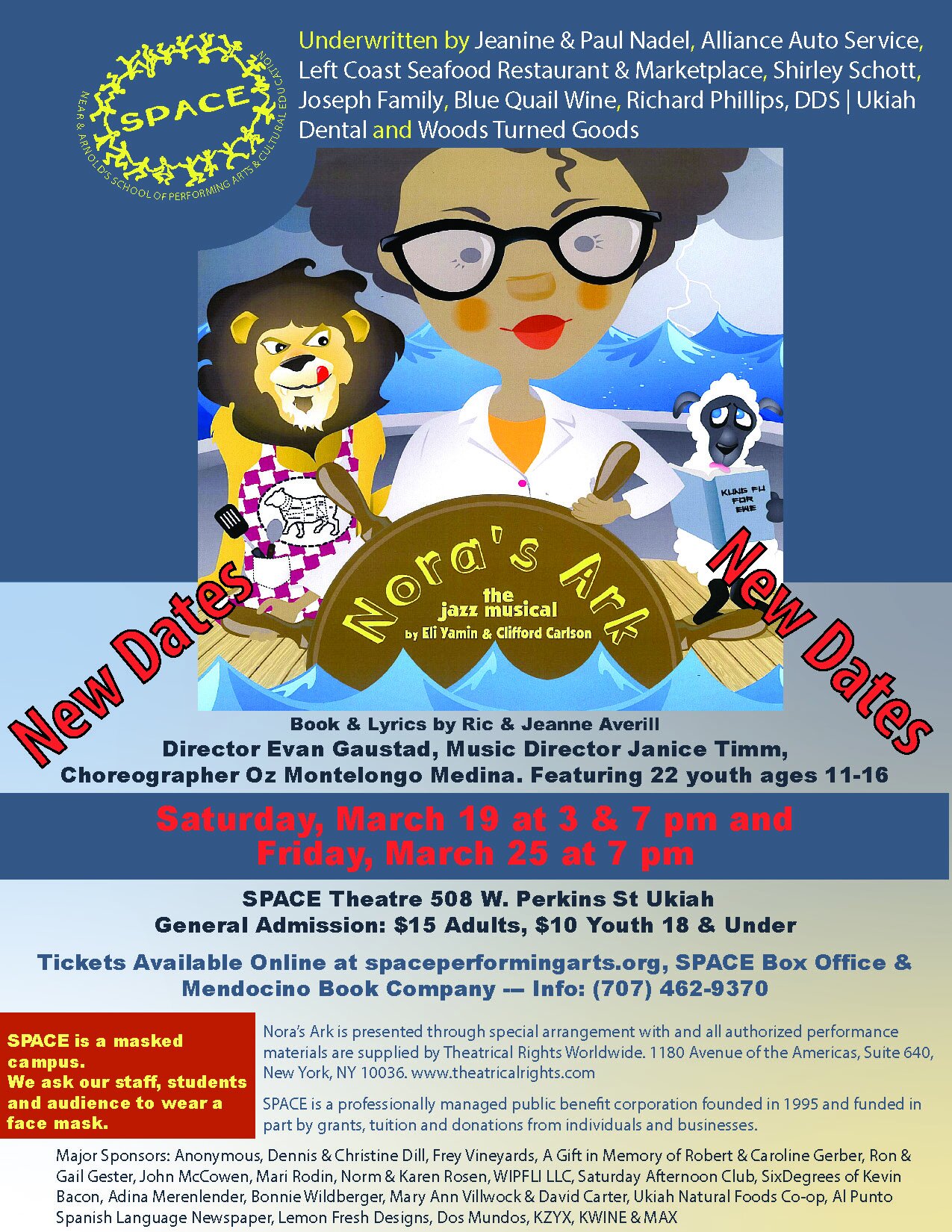  Nora’s Ark Performance Postponed Until March