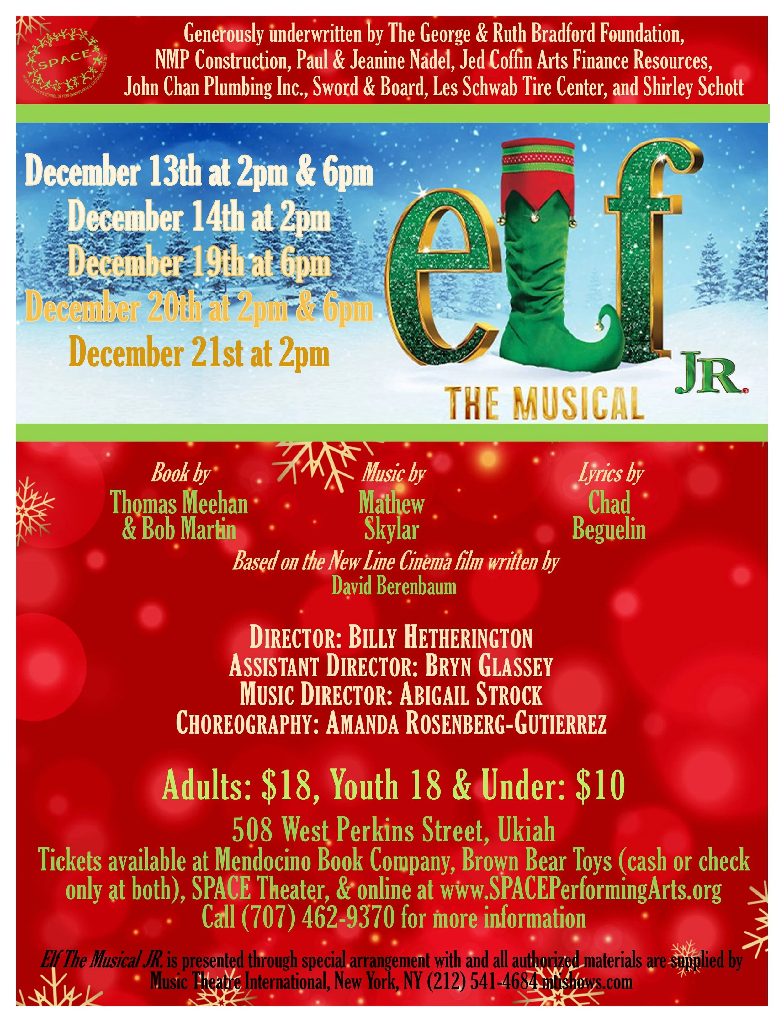 Near &amp; Arnold’s School of Performing Arts &amp; Cultural Education Presents: Elf The Musical JR.